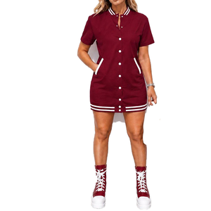 Premium DST S-2XL Sports Style Summer Baseball Shirt Mini <b>Dress</b> Women Short Sleeve Button Bodycon Casual <b>Dress</b> Streetwear - Product Image 1