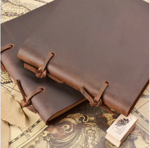 Retro Handcrafted Genuine Leather Hardcover 2-Hole Loose Leaf <b>Notebook</b> Sketchbook with Water Color Paper 100 Sheets Gift - Product Image 2