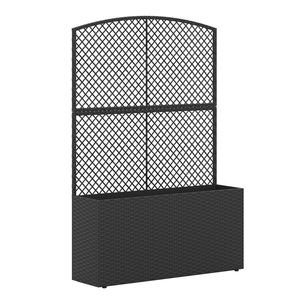 Fioriera da Esterno in Rattan PE Nero da 58 Pollici con Piedini Regolabili, Letto Rialzato per Giardino con Traliccio per Torba - Product Image 3