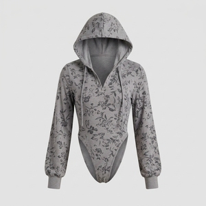 Combinaison pour femme de qualité supérieure, décontractée, à capuche, en polyester/coton, à manches longues, en tissu extensible, à motifs, douce au toucher, confortable - Product Image 6