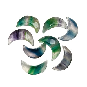 Multi Fluorite Faceted Crescent <b>Moon</b> Shape Gemstone For Jewelry Making 18mm Loose Hand Carved Fluorite Carving Briolette <b>Moons</b> - Product Image 1