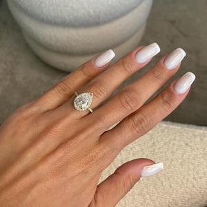 Anillo de Compromiso de Cristal con Corte de Pera para Mujer, Oro de 18K, Engaste de Puntas, Estilo Floral de Lujo, Chapado en Rodio, Certificado IGI - Product Image 2