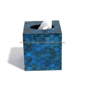 Boîte à mouchoirs de luxe en nacre incrustée, mosaïque de coquillages faite à la main, couvercle décoratif rectangulaire pour la maison, la salle de bain, le bureau - Product Image 6