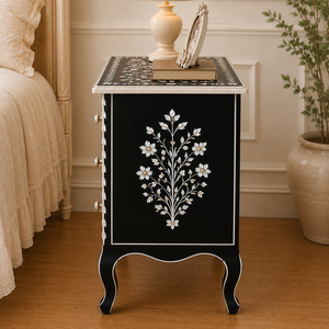 Mesa de Noche de Resina y Madera de la Mejor Calidad con Puerta, Mesa Auxiliar de Lujo, Mesa Lateral Moderna, Mueble de Decoración para el Hogar de Madera Natural - Product Image 3