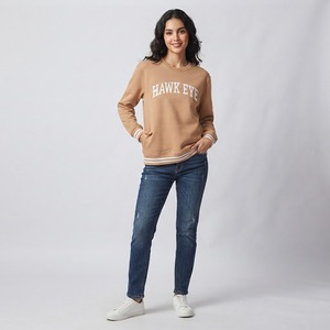 HAWK EYE SPORTS Sudadera con Capucha de Forro Polar para Mujer, Estilo Urbano, Otoño/Invierno, Color Sólido, Hombros Caídos, Transpirable, 360 Gramos, 100% Algodón - Product Image 1