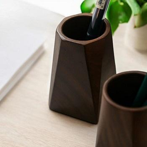 Organizador de Oficina de Madera de Haya de Diseño Simple, Porta Tarjetas de Visita, Soporte para Bolígrafos, por Crescent Crafts - Product Image 4