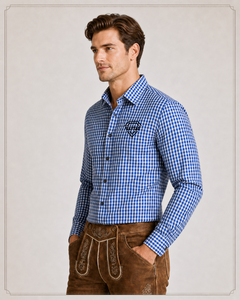 Chemise à carreaux sur mesure de qualité supérieure pour homme, manches longues, en coton, style Trachten, pour l'Oktoberfest, costume bavarois, fabricant de vêtements en gros - Product Image 4