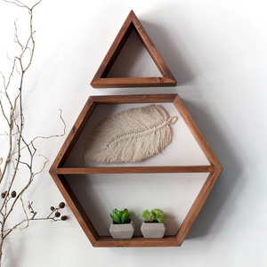 Estantería de madera marrón natural hecha a mano para el hogar, oficina, estudio, habitación, decoración, estanterías y estanterías - Product Image 1
