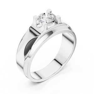 Bague solitaire pour homme en or jaune avec diamant de laboratoire – Bague de fiançailles moderne à large bande pour marié, bijoux en diamant - Product Image 4