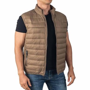 Chaqueta de invierno para hombre con cuello alto, sin mangas y bolsillo con cremallera, acolchada negra, tipo puffer de media manga - Product Image 2