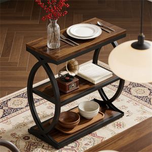 Tavolino Laterale con Funzione di Scaffale Portaoggetti, Tavolino da Caffè o Tè con Console Nascosta - Product Image 4