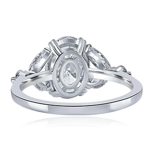 Bague en diamant de laboratoire de 2,50 carats, taille ovale, clarté VS1, couleur F, certifiée IGI, or blanc 18 carats, style vintage, pour femme - Product Image 2