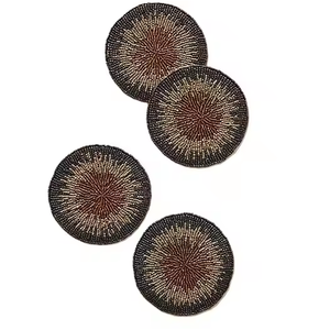 Modern Stylish Premium <b>Beaded</b> Square Cup <b>Coasters</b> Waterproof Indian Made for Dining Table with Premium Craftsmanship - Product Image 3