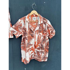 Women's Tropical Print <b>Short</b> Sleeve Shirt And <b>Shorts</b> <b>Set</b> Casual Summer Outfit With Pocket Turn-down Collar Woven Fabric - Product Image 3