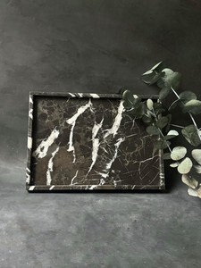 Plateau de service rectangulaire en marbre noir et or, pierre naturelle, décoration de luxe pour la maison, résistant au feu, revêtement mural de cuisine - Product Image 6