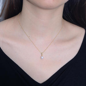 Collier pendentif cœur AMBER JEWELS T-3103, diamant rose taille ovale, pierres claires, chaîne en acier inoxydable plaqué or 18 carats, IGI - Product Image 1