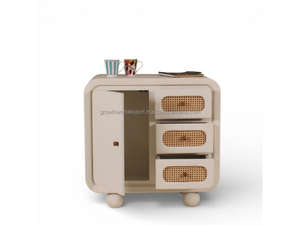 Gabinete de Almacenamiento Moderno de Madera Maciza con 4 Cajones de Ratán, Diseño Minimalista para Uso en Almacenes - Product Image 3