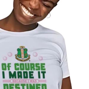 Camiseta blanca AKA Destined To Be An AKA Crossing, camiseta gráfica de manga corta de algodón para mujer, camiseta informal de moda para hermandad - Product Image 6
