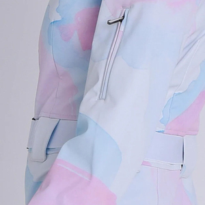 Traje de esquí y snowboard unisex impermeable con estampado tie-dye pastel, cierre de cremallera, traje de snowboard de softshell para adultos - Product Image 4