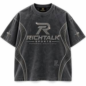 เสื้อยืดแขนสั้นทรงปกติสำหรับผู้ชาย พิมพ์ลายกลิตเตอร์เพชรด้านหน้า คอกลม สไตล์สปอร์ต ผ้าเจอร์ซีย์ระบายอากาศได้ดี - Product Image 4