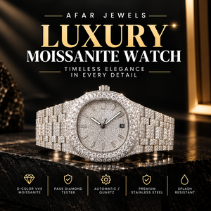 Reloj de Lujo con Moissanita, Brazalete de Acero Inoxidable, Cuarzo, Resistente al Agua, Esfera de Cristal, Visualización de Fecha, para Uso Diario, de Afar Jewels - Product Image 1