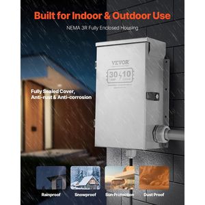 Kit Interruttore di Trasferimento Manuale ATS per Generatore, 30 Ampere, 10 Circuiti, Pre-cablato, con Scatola di Ingresso Alimentazione NEMA L14-30P, Doppia Entrata - Product Image 4