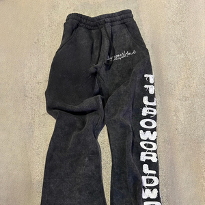 <b>Men's</b> Casual <b>Pink</b> Black Cotton Sweatpants Vertical Letter Print Breathable Eco-Friendly Lightweight Stone Wash Wide Leg Elastic - Product Image 3