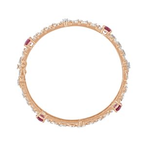 14K Rose Gold Oval Ruby and Round Diamond Floral Vine Bangle Pair - Product Image 3