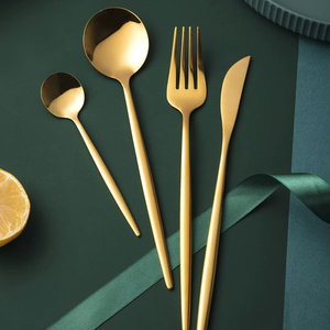 Juego de Cubiertos de Lujo Dorados para Banquetes, Vajilla Elegante para Comedor, Venta al por Mayor, Exportación, Suministros para Hostelería - Product Image 1