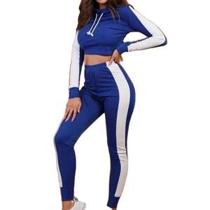 Joggers Training Fashion Simple Pants Crop Top Two Piece Tracksuit Women - Product Image 1