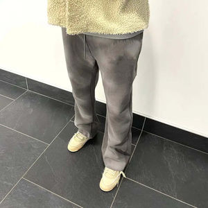 Pantalones de hombre de algodón ligero lavado, estilo acampanado, joggers deportivos holgados de moda, estilo hip hop, de tiro medio-alto y efecto apilado - Product Image 4