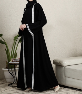 Best Selling Beautiful Dubai Women Abaya Traditional Islamic Muslim Clothing & <b>Accessories</b> <b>Floor</b> Length Long Sleeves Front Open - Product Image 5