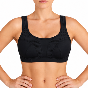 Soutien-gorge de sport perforé respirant pour femme, haut de sport athlétique avec bretelles larges pour l'entraînement et le fitness - Product Image 1
