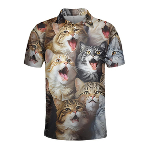 ACE Unisex Summer Hawaiian Style Breathable Cotton Shirt Full Print Cocktail Blue Turn-<b>down</b> Collar Short Sleeve Regular Fit - Product Image 4