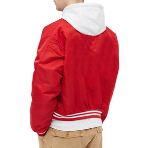 เสื้อแจ็คเก็ตวาร์ซิตี้สีแดงสำหรับผู้ชาย คอปกพับได้ แขนยาว ปิดด้วยกระดุม สวมใส่ได้ในฤดูใบไม้ร่วง สไตล์ลำลอง - Product Image 5