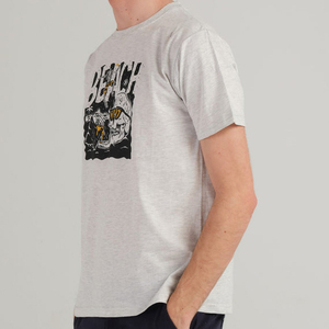 2026 Men's Gray Short Sleeve O-Neck <b>Skull</b> Beach Print Regular Fit Casual Jersey Cotton <b>Top</b> T-Shirt Available For Online Sale - Product Image 2