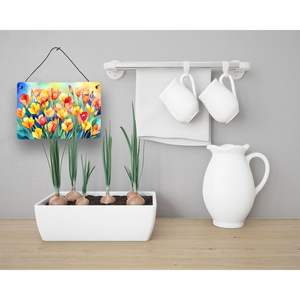 Freesias multicolores Aquarelle Décoration murale Nouveau 8HX12W Enseigne en métal en aluminium pour cuisine Bar Home Plaque - Product Image 3