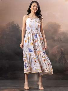Nuevo Vestido Midi Elegante y Moderno para Mujer, Ajustado, sin Tirantes, con Estampado Floral en Contraste, Sexy, para Verano - Product Image 6