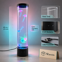 Lampe LED USB Méduse 19 pouces en gros, changeant de couleur, aquarium simulé, veilleuse, décoration d'intérieur, en plastique, bouton manuel, à brancher