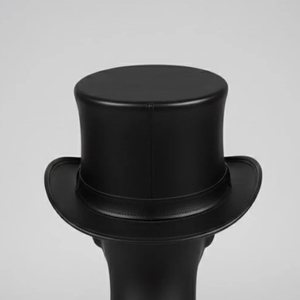 Chapeau haut de forme en cuir noir avec emblème de crâne, style gothique steampunk, motif rayé, unisexe, pour adulte, fête, usage quotidien, costume d'Halloween - Product Image 2