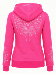 Women's Casual Crystal Hoodie <b>Rhinestone</b> Hooded Sweatshirt Lightweight Long Sleeve <b>Jacket</b> Soft Cozy Everyday Outerwear - Product Image 5