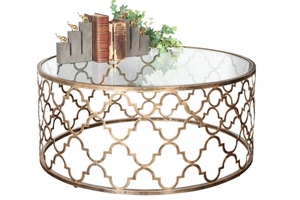 TABLE basse ronde en métal avec plan de travail, support central, TABLE à manger - Product Image 2