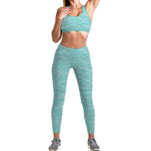 Two Piece Breathable Sublimation Print Yoga Set GYM Wear Wholesale Custom <b>Womens</b> Workout Leggings Sport Bra Sets - Product Image 4