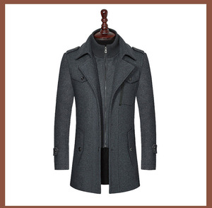 <b>Black</b> Wool <b>Coat</b> <b>Women</b> Notched Lapel Long Jacket Zipper Button Epaulet <b>Winter</b> Overcoat - Product Image 5
