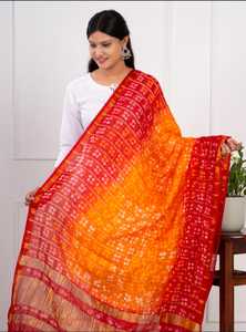 Dupatta en soie d'art de qualité supérieure pour femmes, dupatta ethnique traditionnelle de créateur, tissu doux, dupatta pour occasions spéciales - Product Image 3