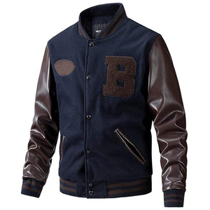 เสื้อแจ็คเก็ตเบสบอลสำหรับผู้ชายแบบ Letterman  ผ้าวูลผสมผ้าแคนวาส เป็นมิตรกับสิ่งแวดล้อม ระบายอากาศได้ดี มีซับใน ติดกระดุม เสื้อแจ็คเก็ต Letterman - Product Image 5