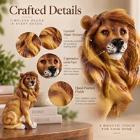 Ornement Lion Sauvage en Résine Compacte – Décoration Réaliste pour la Maison, le Bureau, l'Étagère ou la Salle d'Étude