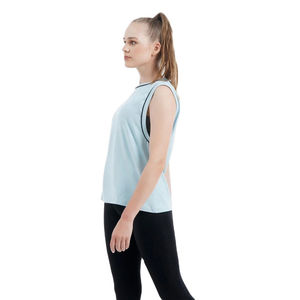 Haut sans manches pour femme à prix de gros avec passepoil noir, col bateau, mélange coton et polyester, décontracté et sportif pour femmes - Product Image 3