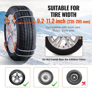 8 pezzi 9.2 catene da neve per auto/pick-up/SUV/camion per la guida invernale di larghezza di 235-28mm - Product Image 3