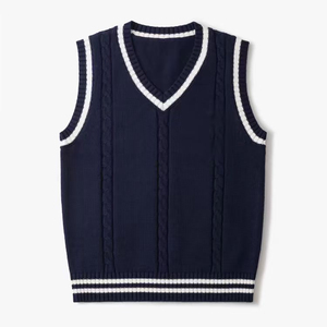 Gilet sans manches en tricot pour homme, couleur unie, col en V, en acrylique, léger, pour l'automne, pull sans manches très vendu pour homme - Product Image 3